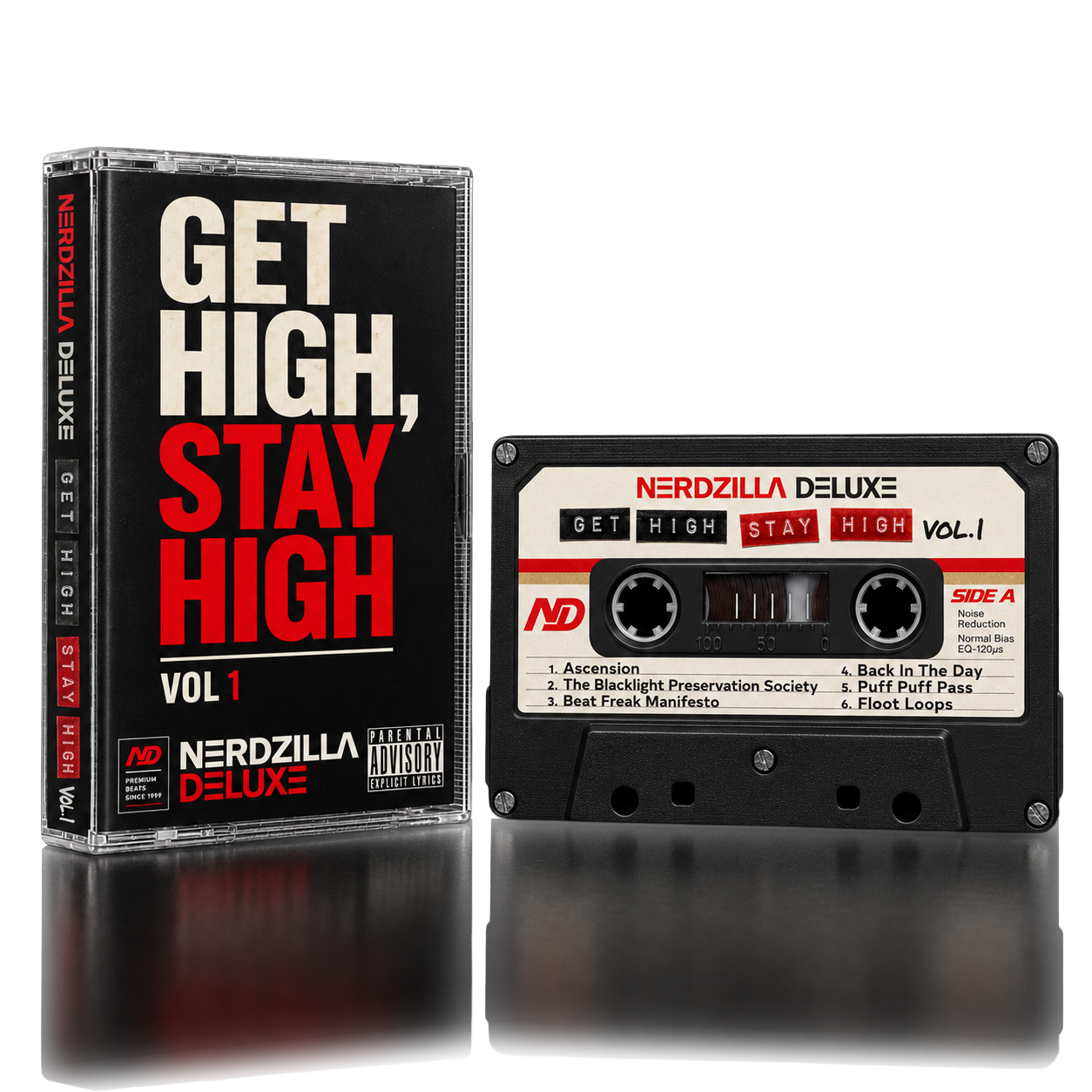 Get High, Stay High Vol. 1 cassette case and cassette